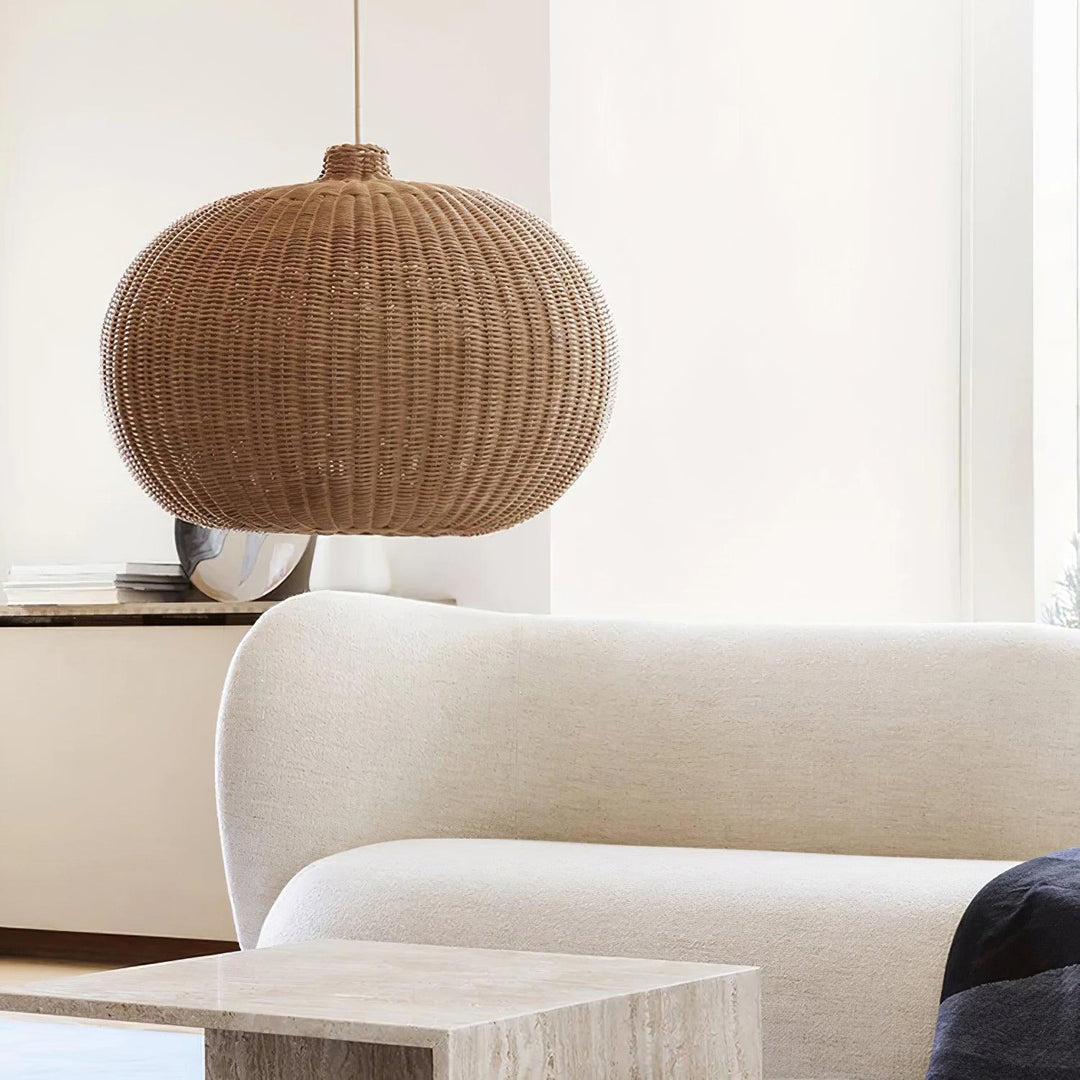 Boho Pendant Light with Interwoven Dome Design