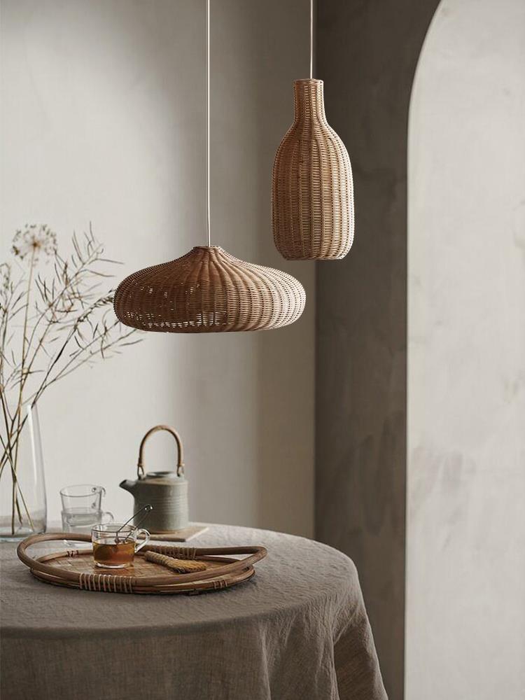 Boho Pendant Light with Interwoven Dome Design