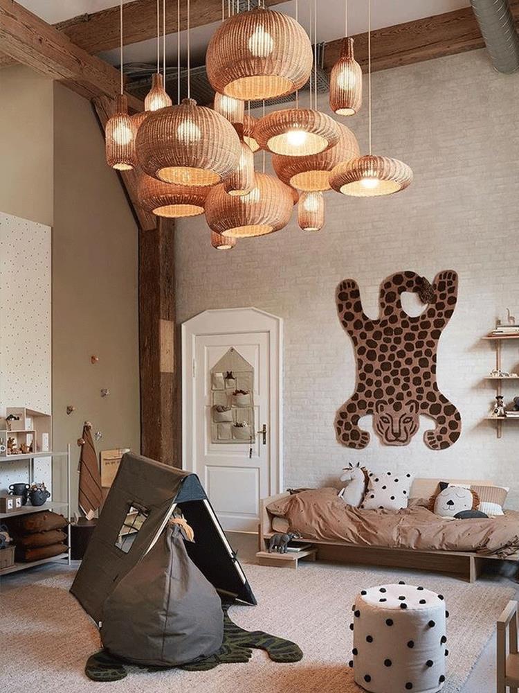 Boho Pendant Light with Interwoven Dome Design
