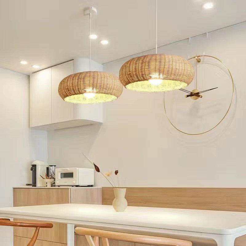 Boho Pendant Light with Interwoven Dome Design