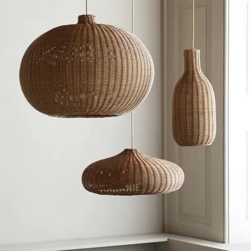 Boho Pendant Light with Interwoven Dome Design
