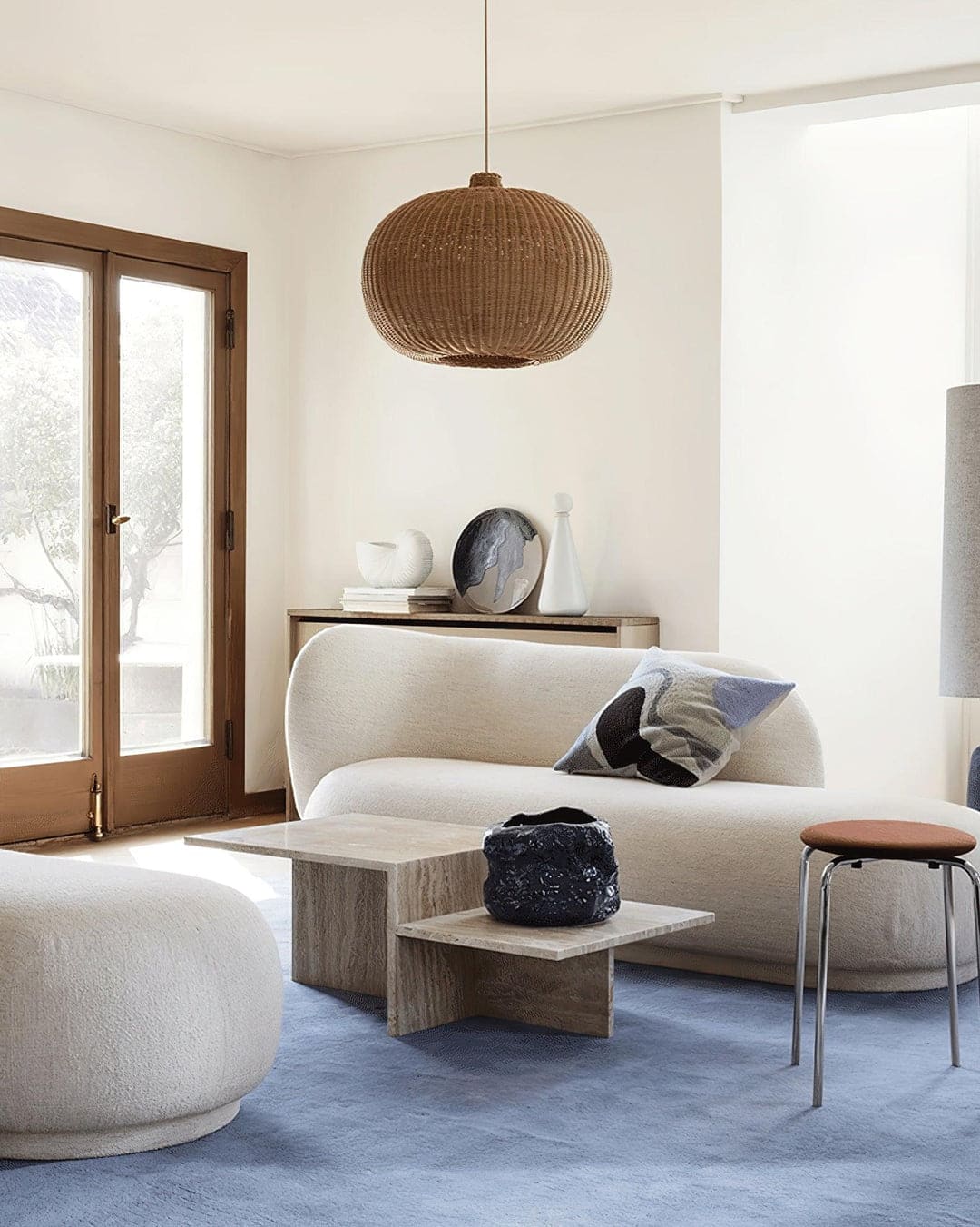 Boho Pendant Light with Interwoven Dome Design