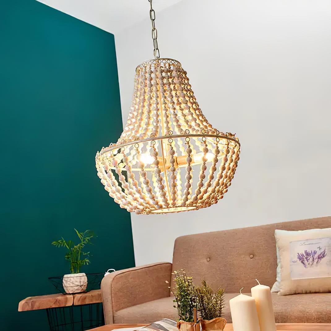 Wood Bead Chandelier & Vintage Boho Charm