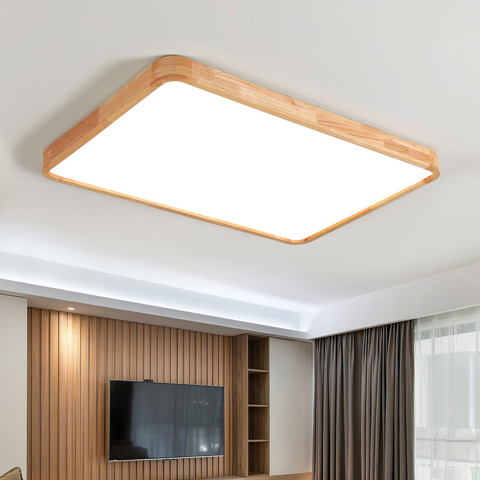Natural Wood Ceiling Lamp – Stylish Geometric Shapes