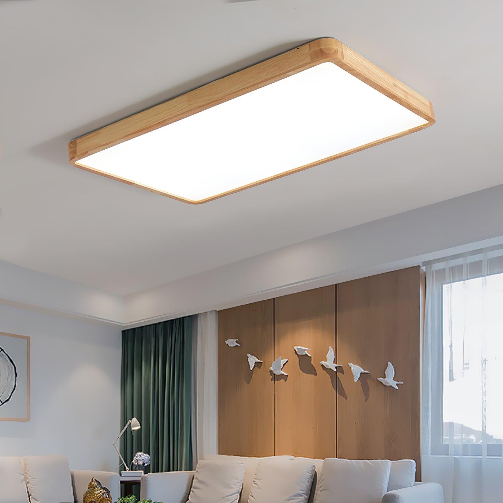 Natural Wood Ceiling Lamp – Stylish Geometric Shapes