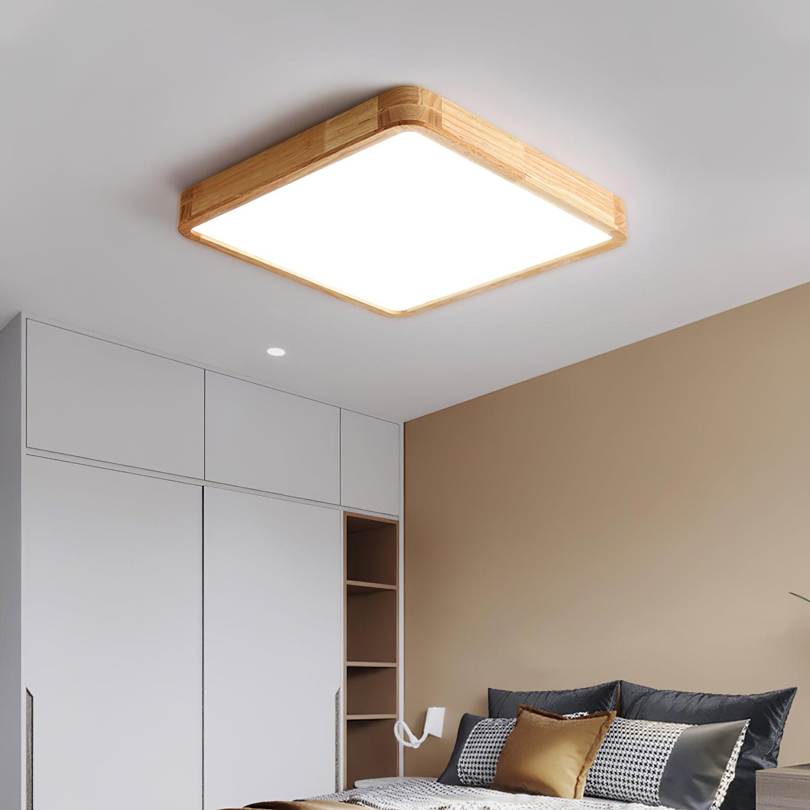 Natural Wood Ceiling Lamp – Stylish Geometric Shapes