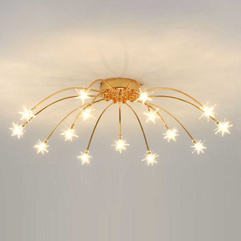 Modern Curved Star-Arm Semi-Flush Mount Light