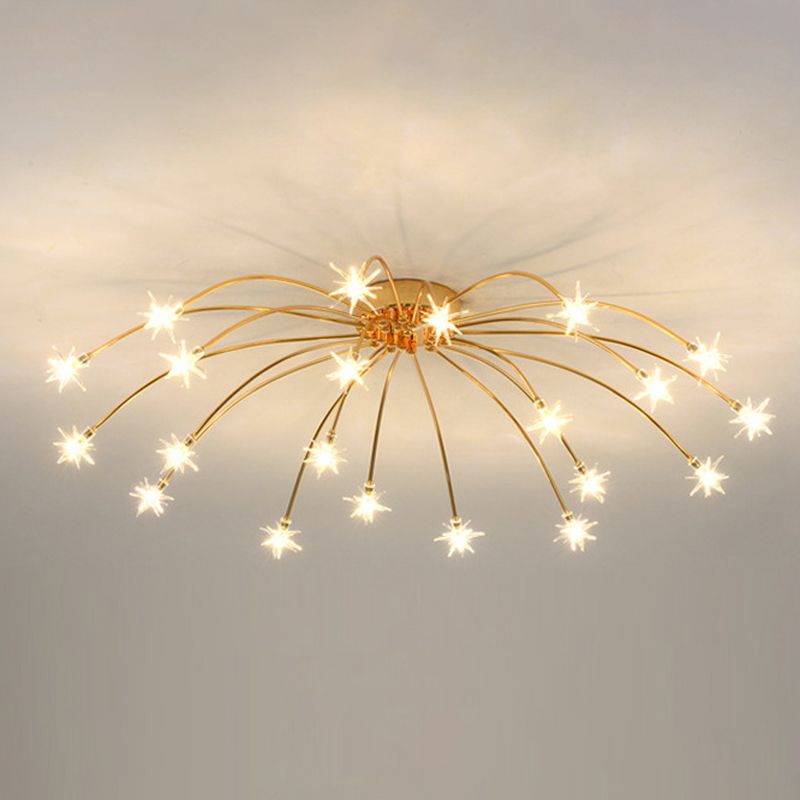 Modern Curved Star-Arm Semi-Flush Mount Light