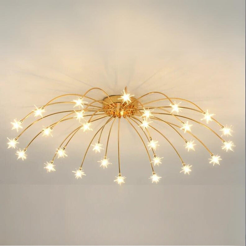 Modern Curved Star-Arm Semi-Flush Mount Light