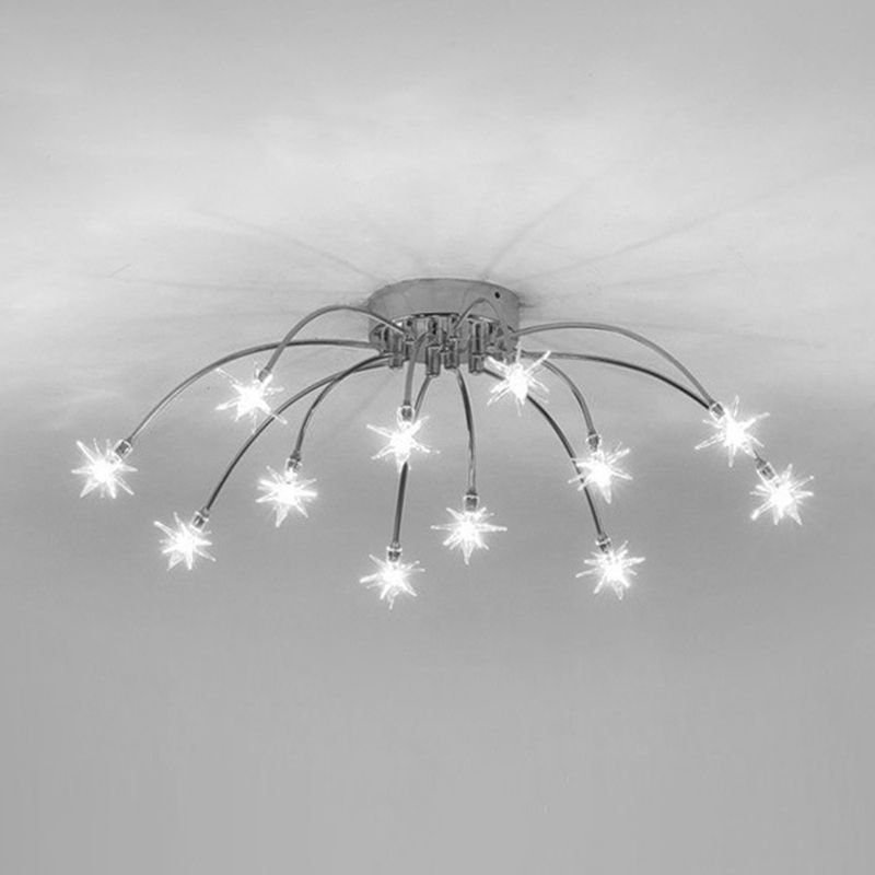 Modern Curved Star-Arm Semi-Flush Mount Light