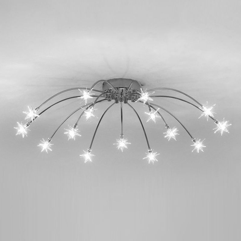 Modern Curved Star-Arm Semi-Flush Mount Light