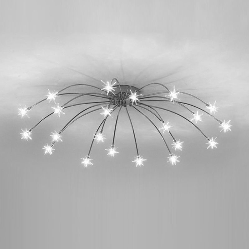 Modern Curved Star-Arm Semi-Flush Mount Light