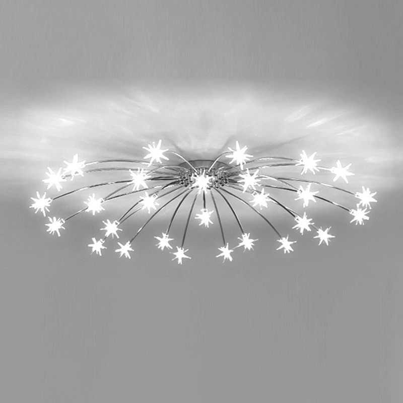 Modern Curved Star-Arm Semi-Flush Mount Light