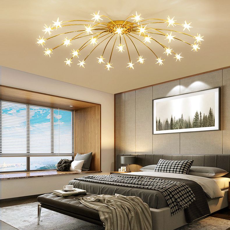 Modern Curved Star-Arm Semi-Flush Mount Light