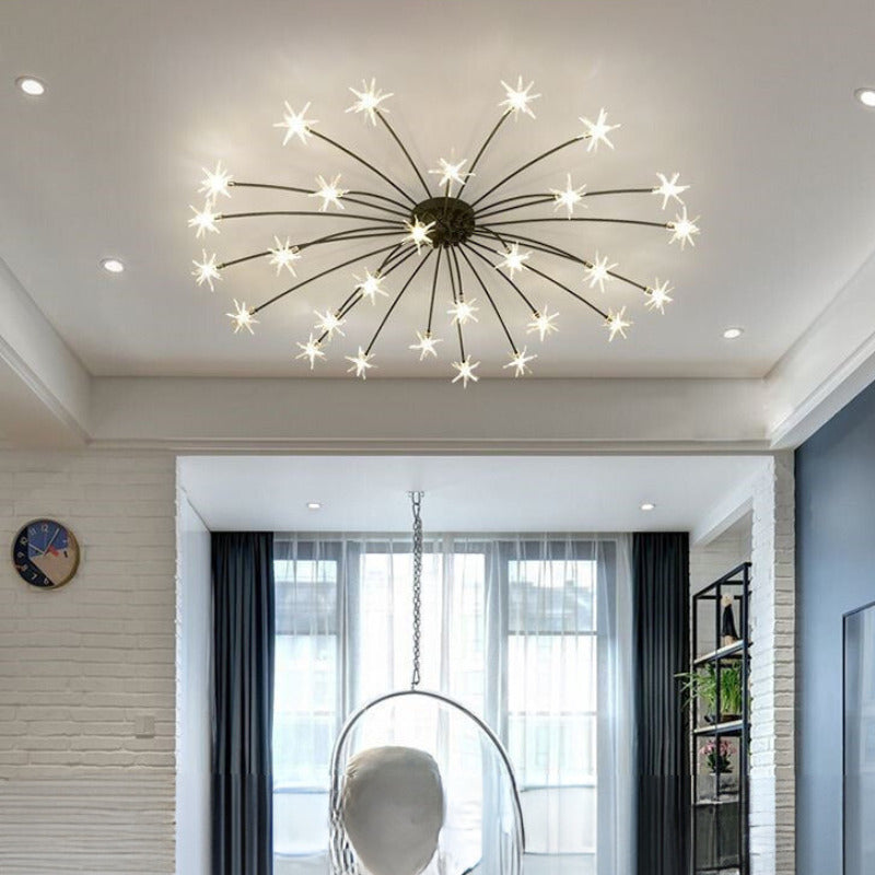 Modern Curved Star-Arm Semi-Flush Mount Light