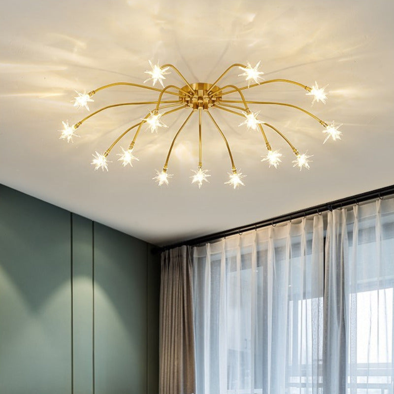 Modern Curved Star-Arm Semi-Flush Mount Light