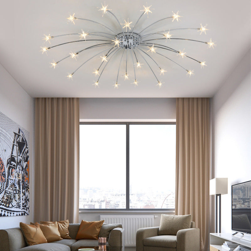 Modern Curved Star-Arm Semi-Flush Mount Light