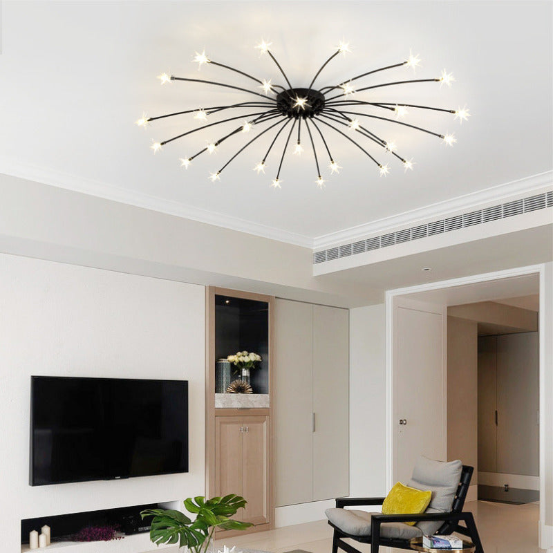 Modern Curved Star-Arm Semi-Flush Mount Light