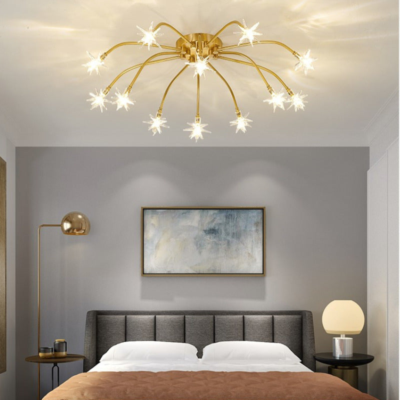 Modern Curved Star-Arm Semi-Flush Mount Light