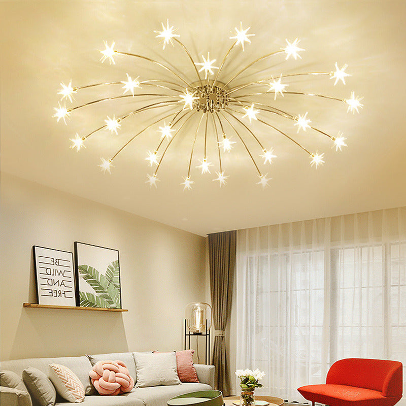 Modern Curved Star-Arm Semi-Flush Mount Light