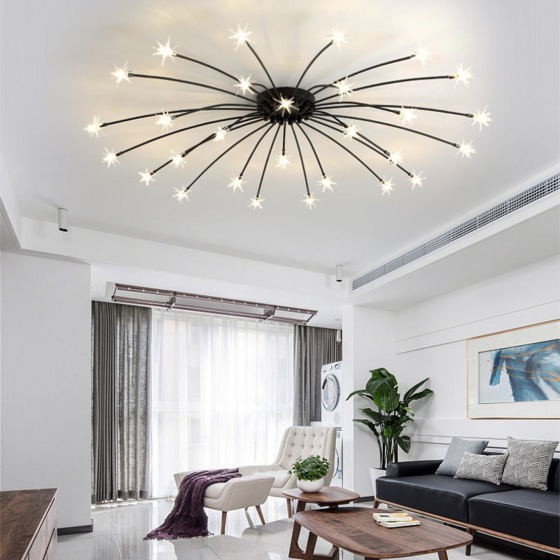 Modern Curved Star-Arm Semi-Flush Mount Light