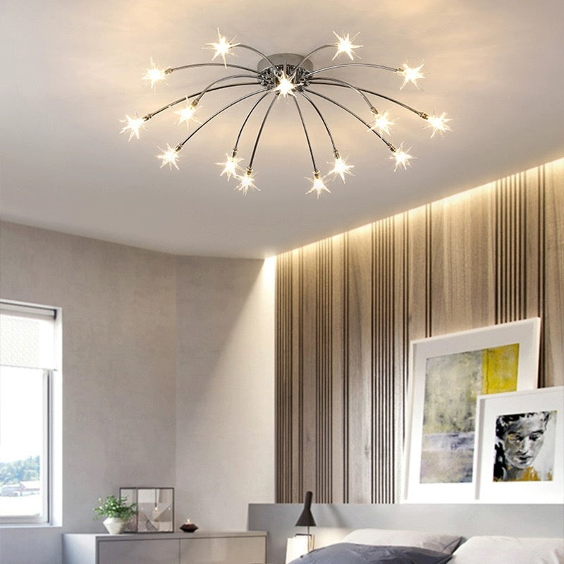 Modern Curved Star-Arm Semi-Flush Mount Light
