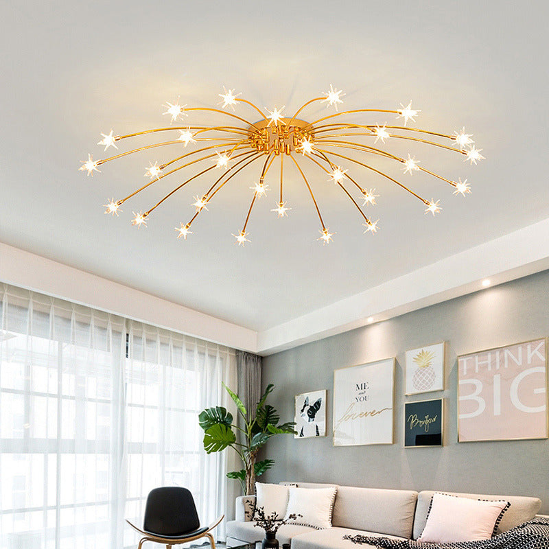 Modern Curved Star-Arm Semi-Flush Mount Light