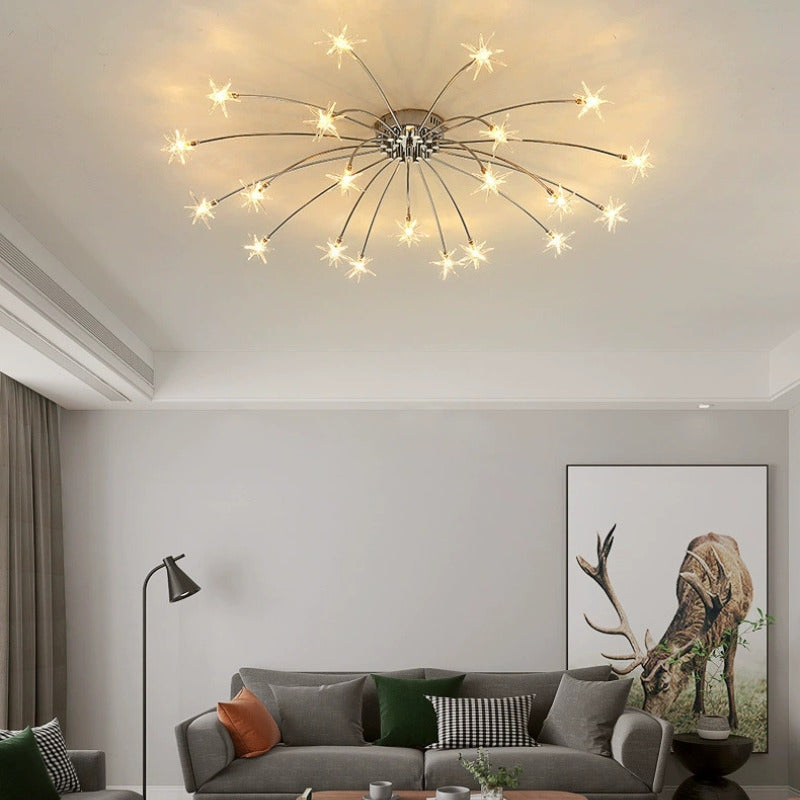 Modern Curved Star-Arm Semi-Flush Mount Light