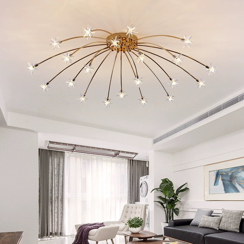 Modern Curved Star-Arm Semi-Flush Mount Light