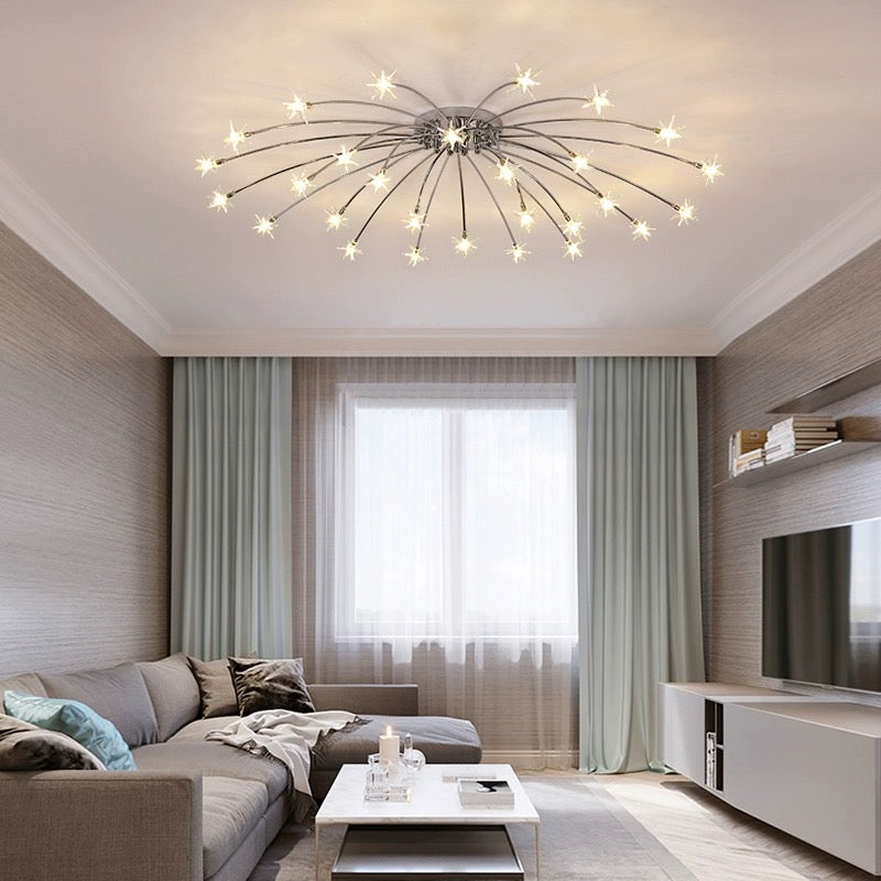 Modern Curved Star-Arm Semi-Flush Mount Light
