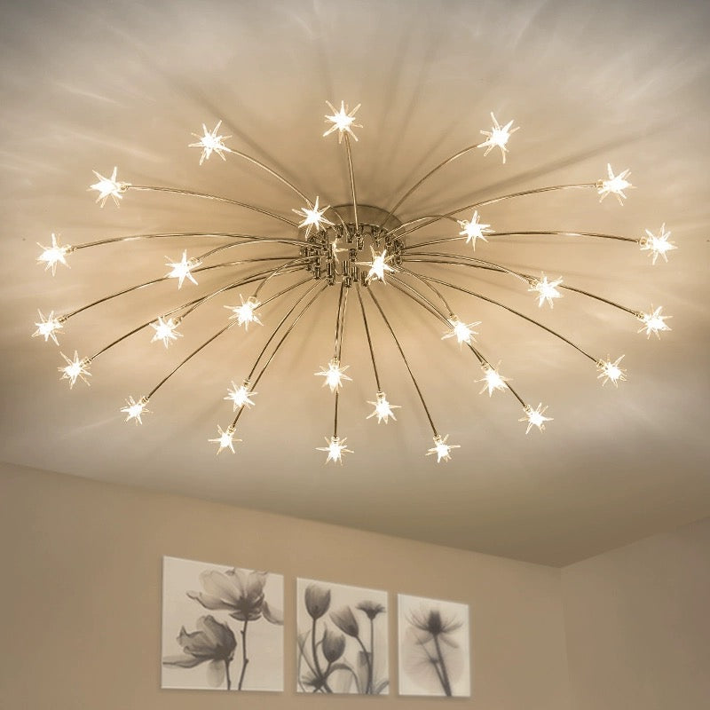 Modern Curved Star-Arm Semi-Flush Mount Light