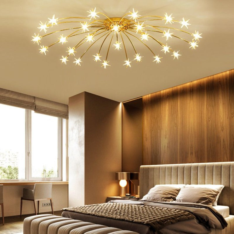 Modern Curved Star-Arm Semi-Flush Mount Light