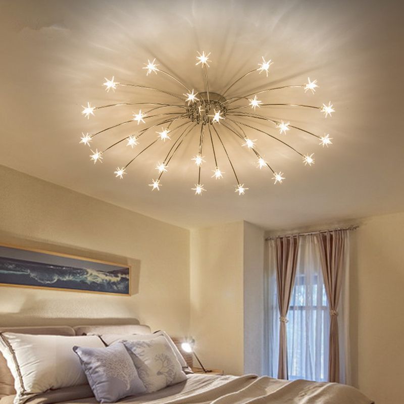 Modern Curved Star-Arm Semi-Flush Mount Light