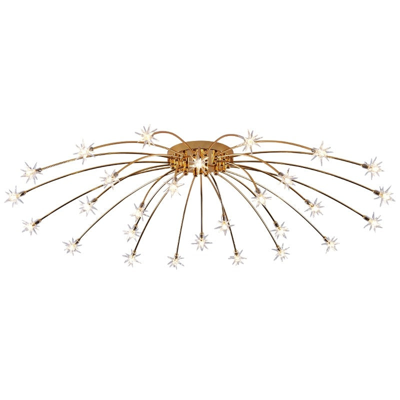 Modern Curved Star-Arm Semi-Flush Mount Light