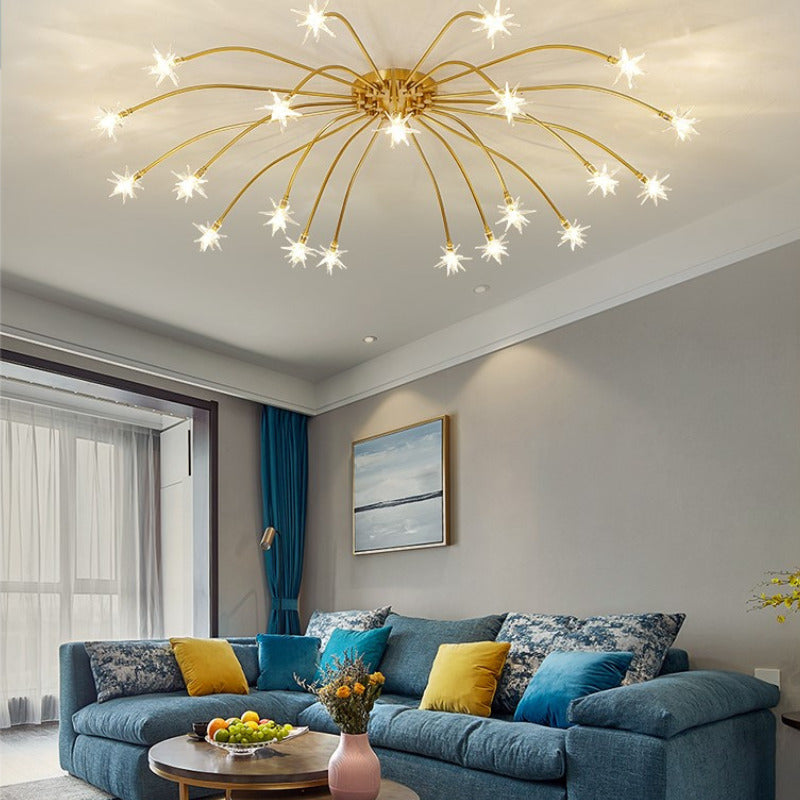 Modern Curved Star-Arm Semi-Flush Mount Light