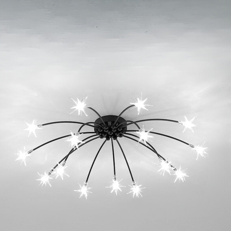 Modern Curved Star-Arm Semi-Flush Mount Light