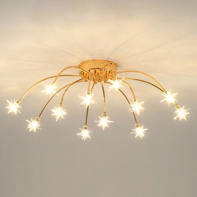 Modern Curved Star-Arm Semi-Flush Mount Light