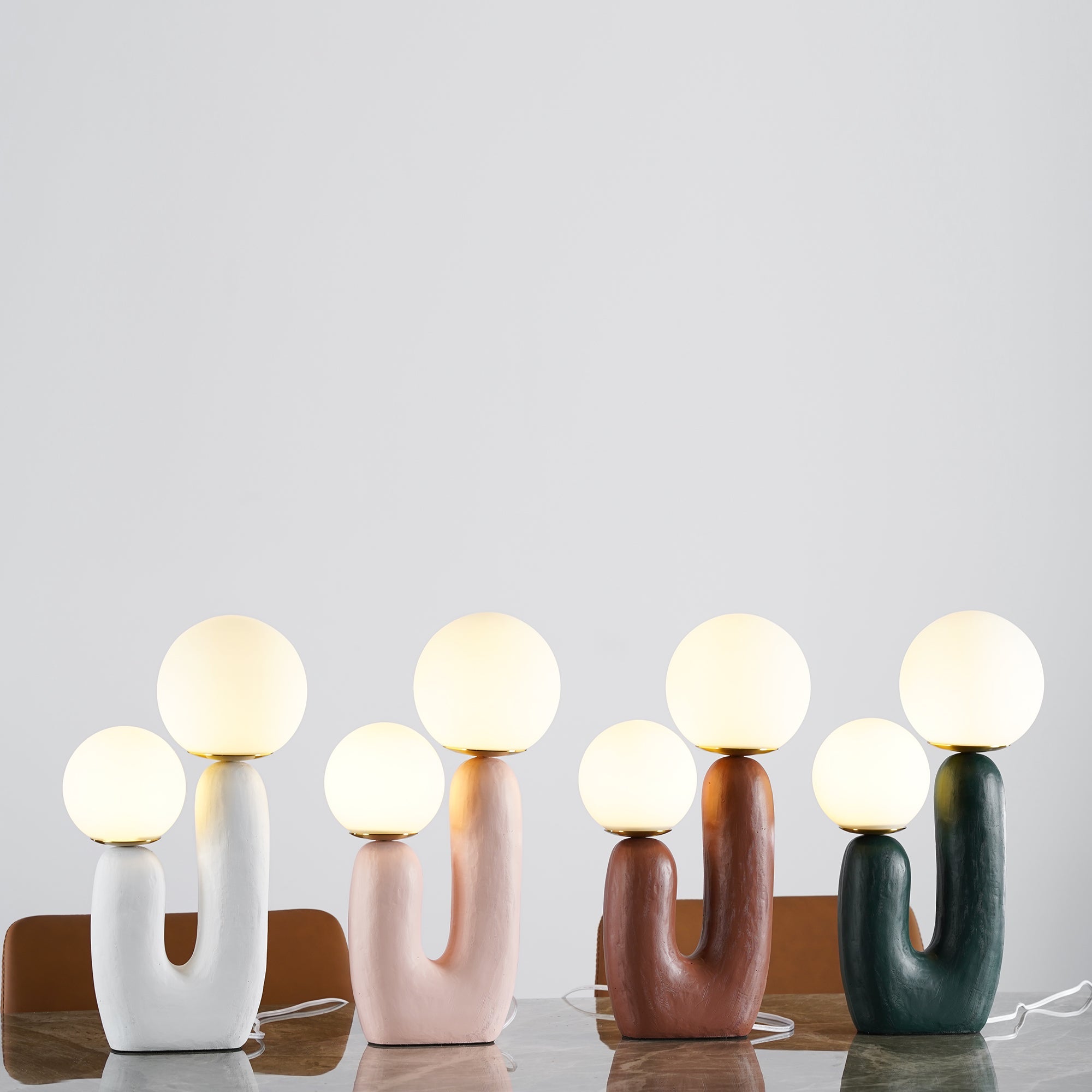 Minimalist U-Shaped Table Lamp with Twin Spheres