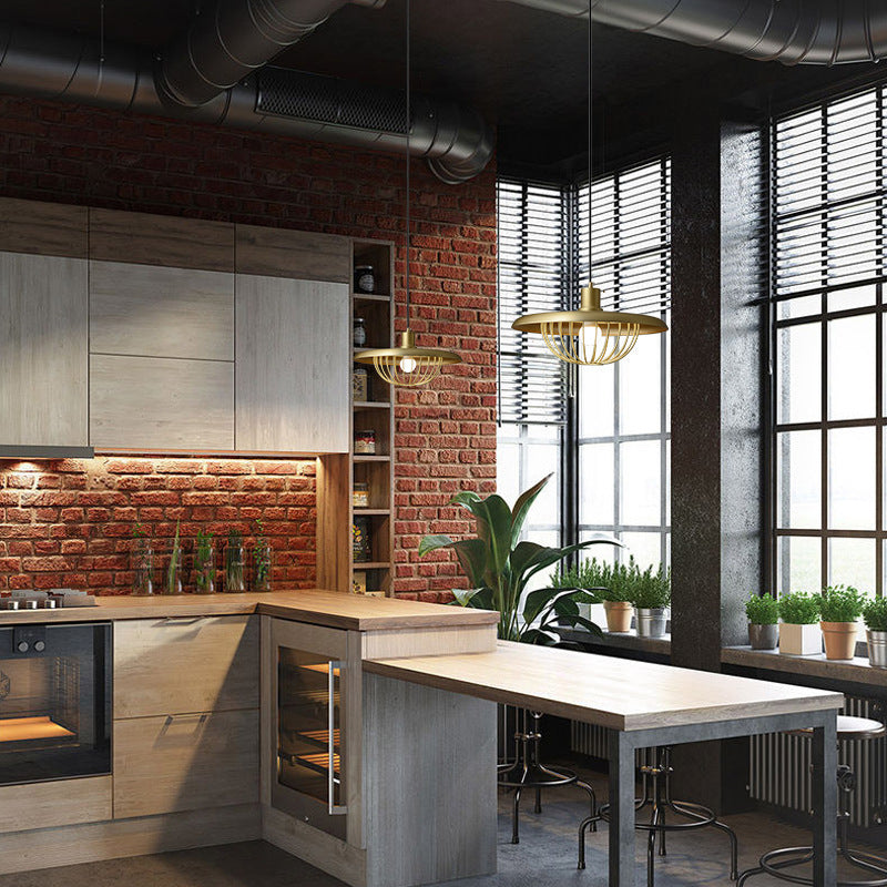 Industrial LED Pendant Light – Open Cage Design