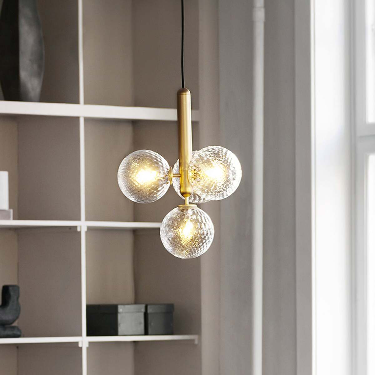 Scandinavian Pendant Lamp – Mouth-Blown Glass Spheres & Metal