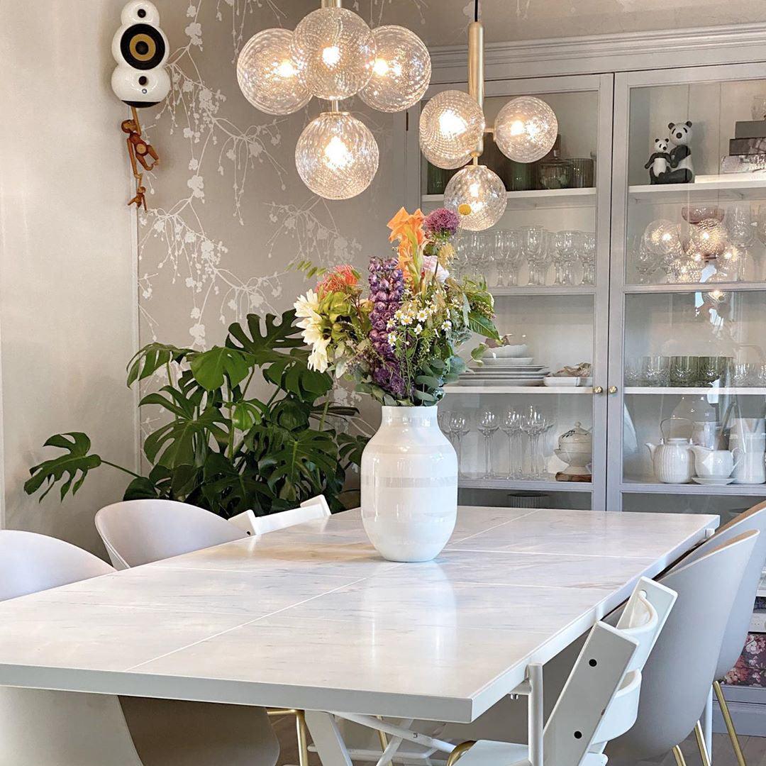 Scandinavian Pendant Lamp – Mouth-Blown Glass Spheres & Metal