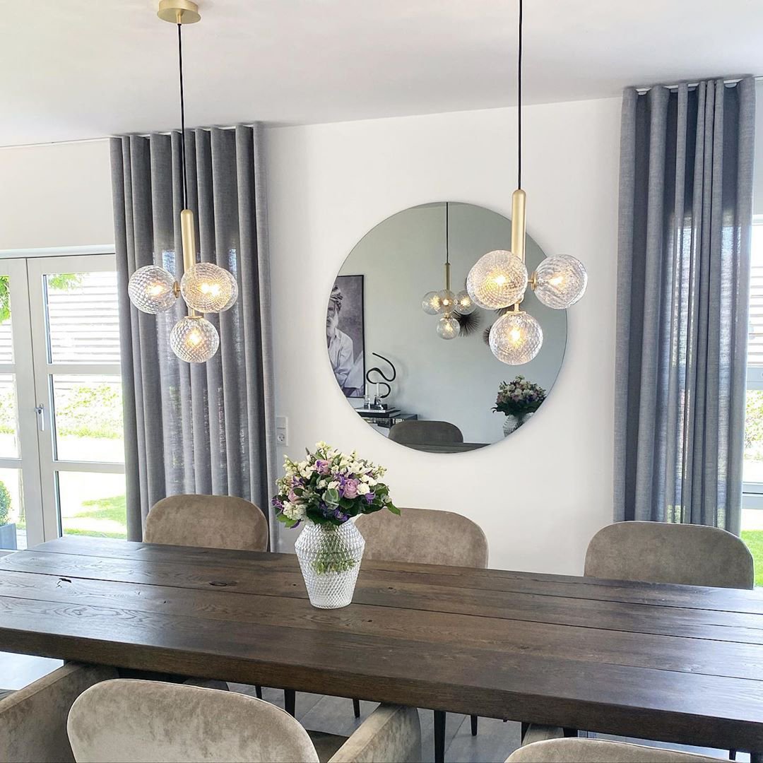 Scandinavian Pendant Lamp – Mouth-Blown Glass Spheres & Metal