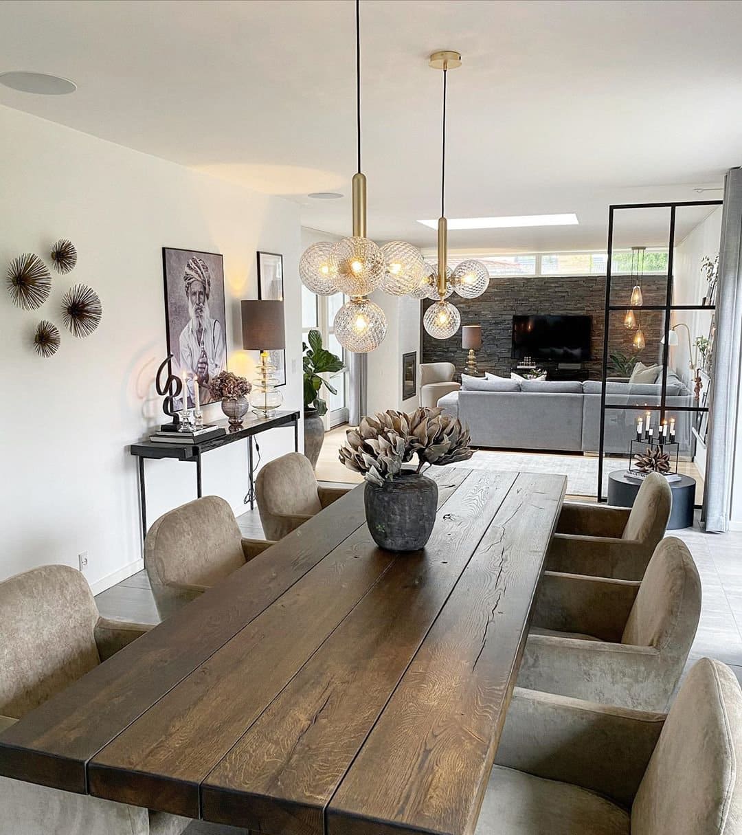 Scandinavian Pendant Lamp – Mouth-Blown Glass Spheres & Metal