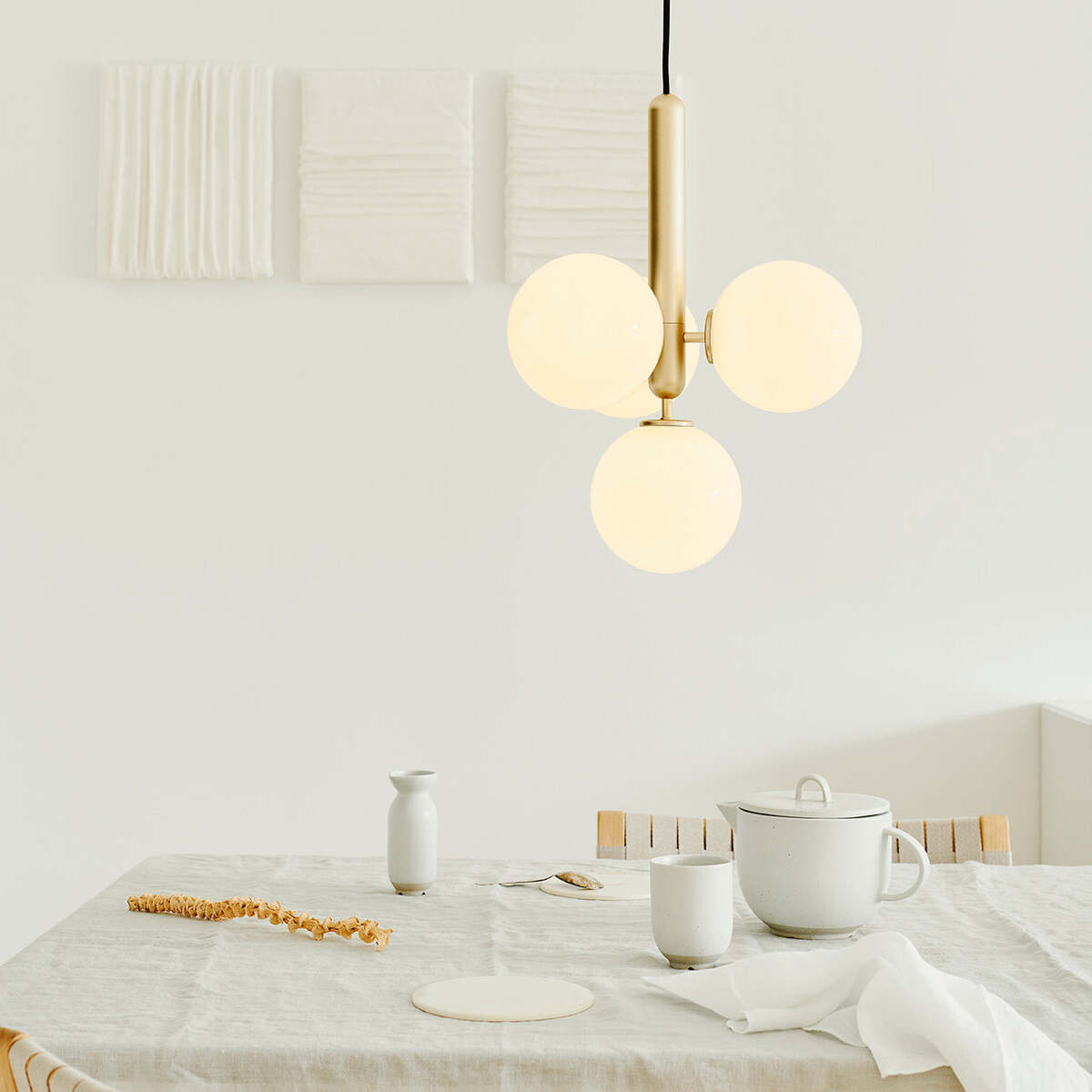 Scandinavian Pendant Lamp – Mouth-Blown Glass Spheres & Metal