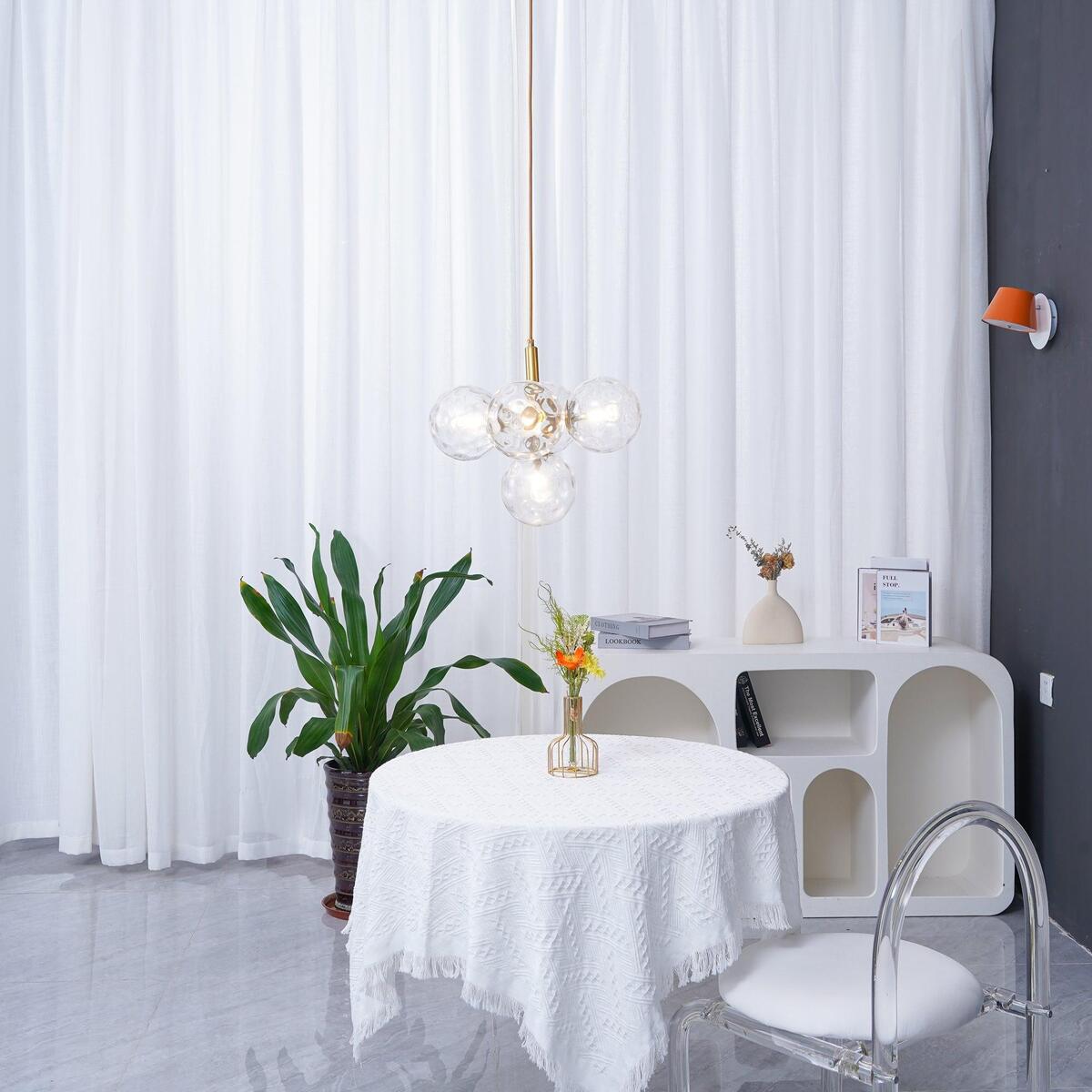 Scandinavian Pendant Lamp – Mouth-Blown Glass Spheres & Metal