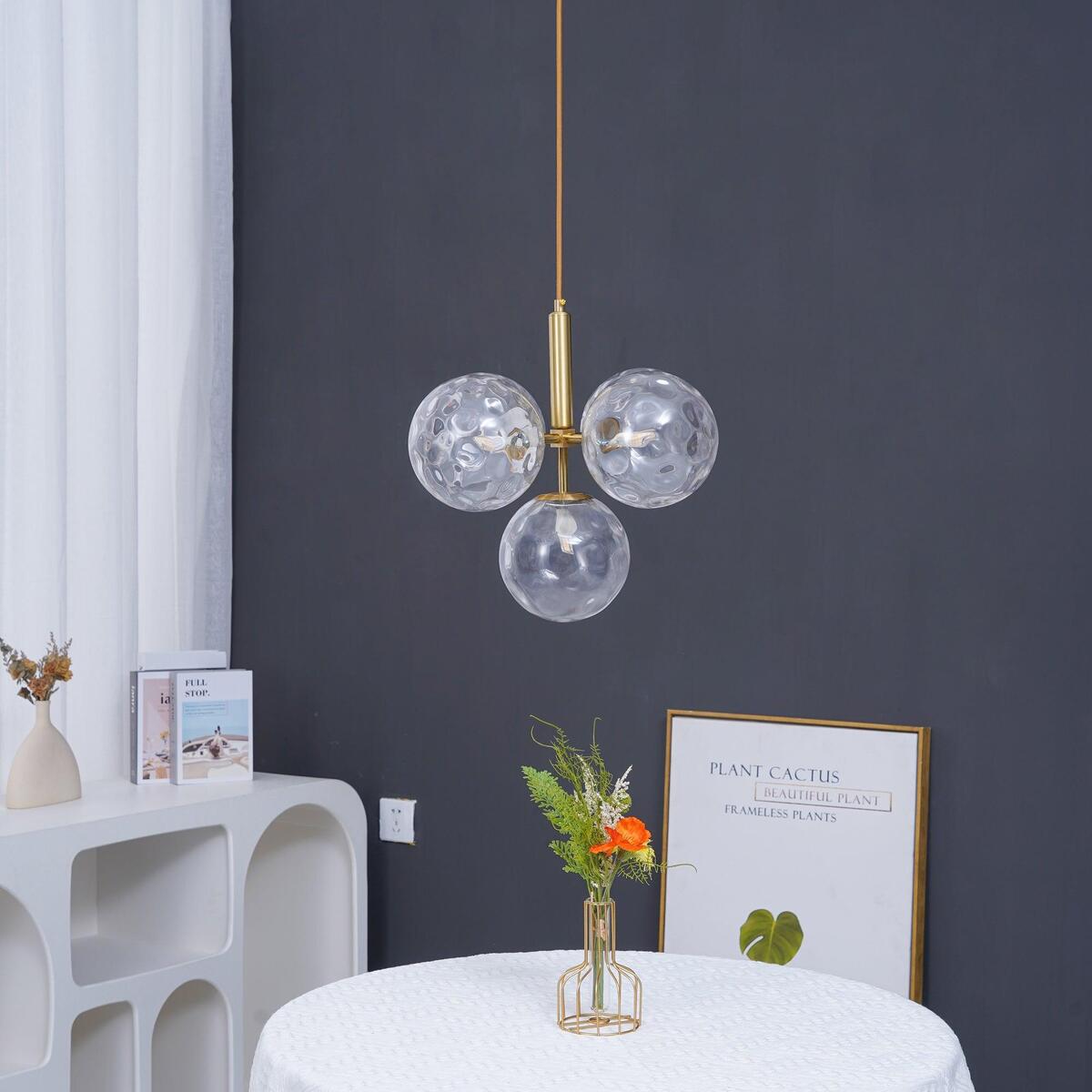 Scandinavian Pendant Lamp – Mouth-Blown Glass Spheres & Metal
