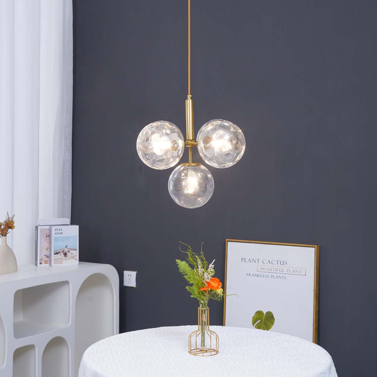 Scandinavian Pendant Lamp – Mouth-Blown Glass Spheres & Metal