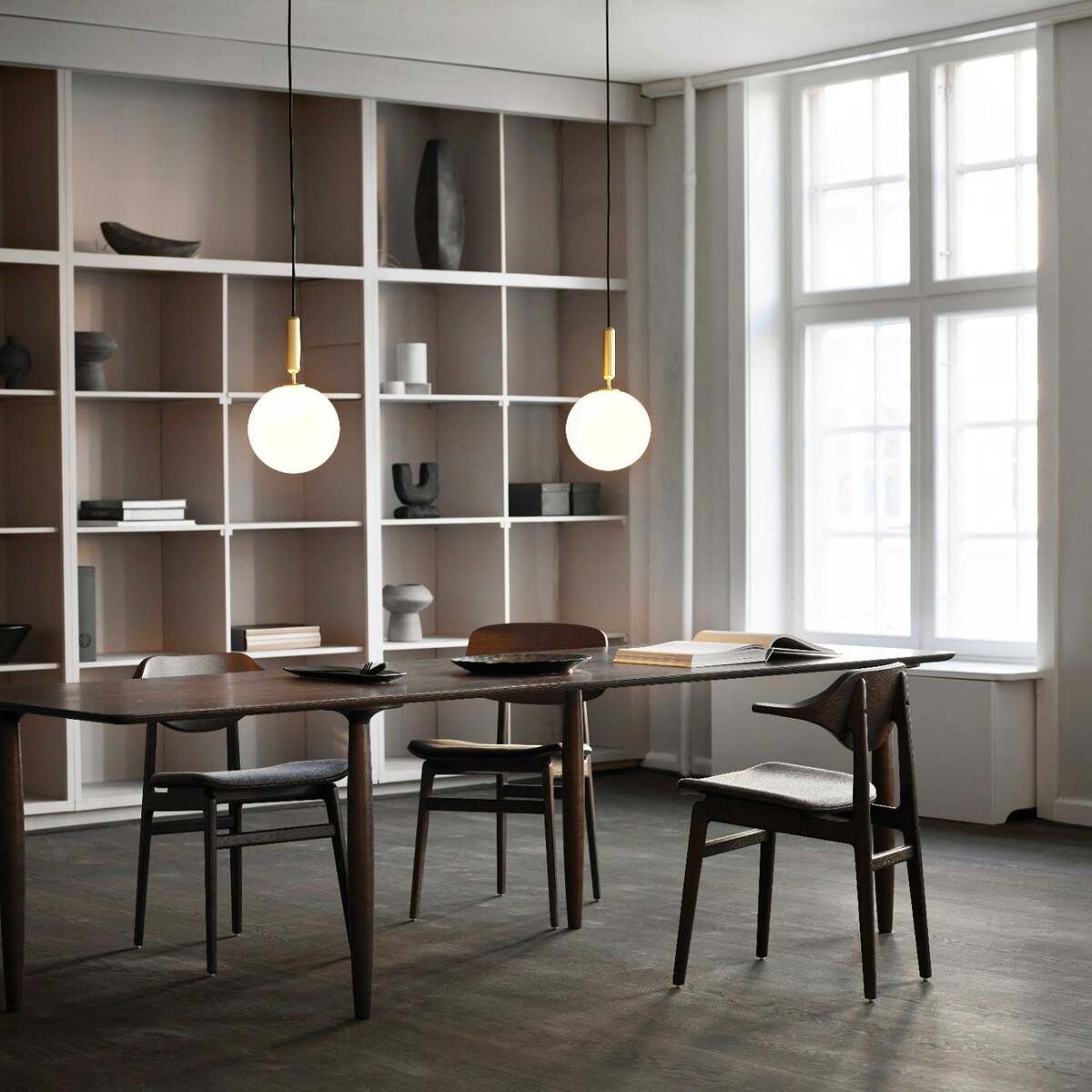 Scandinavian Pendant Lamp – Mouth-Blown Glass Spheres & Metal