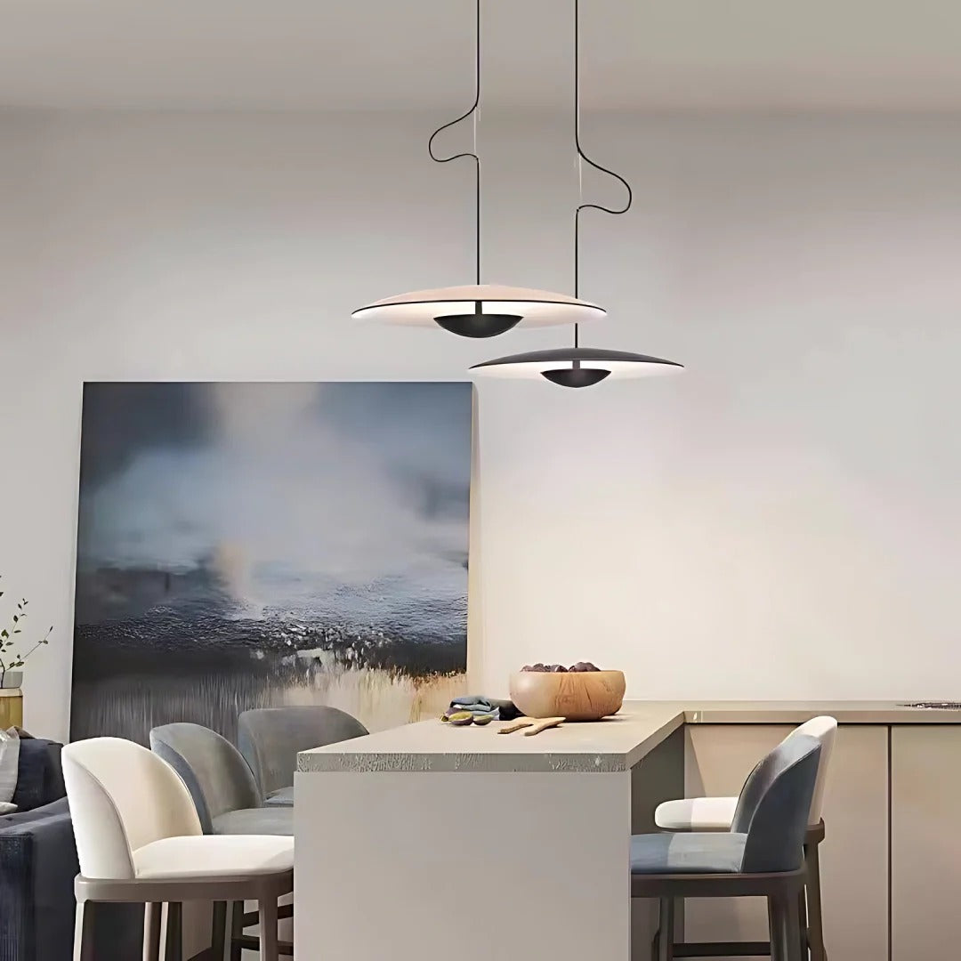 Minimalist Disc with Hemisphere LED Pendant Light