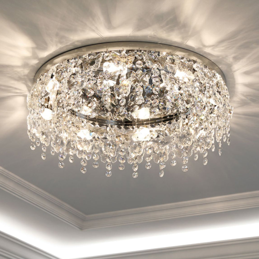 Sparkling Crystal Flush Ceiling Fixture